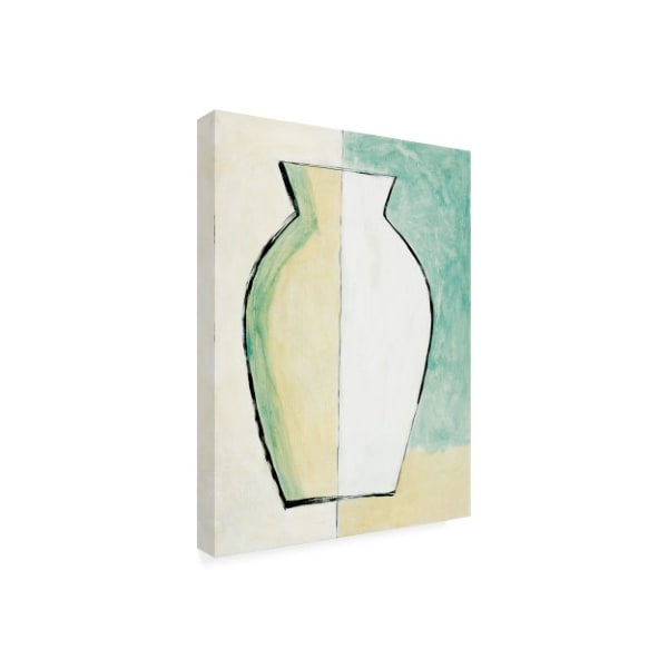 Pablo Esteban 'White And Yellow Vase' Canvas Art,35x47